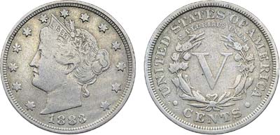 Лот №442,  США. 5 центов 1883 года. 