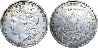 Лот №443,  США. 1 доллар 1901 года. MORGAN DOLLAR.