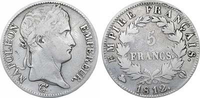 Лот №469,  Франция. Первая империя. Император Наполеон I. 5 франков 1812 года.