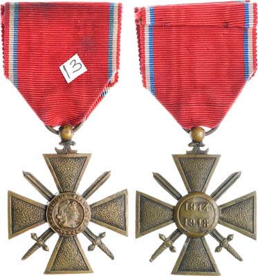 Лот №500,  Франция. Военный крест 1914-1918 гг.