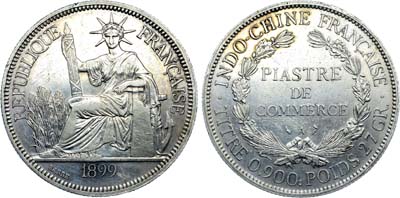 Лот №510,  Французский Индокитай. Колония. 1 пиастр 1899 года.