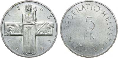 Лот №522,  Швейцария. Конфедерация. 5 франков 1963 года. 100 лет Красному Кресту.