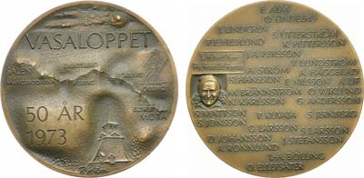 Лот №529,  Швеция. Королевство. Медаль 1973 года. Лыжная гонка Васалоппет.