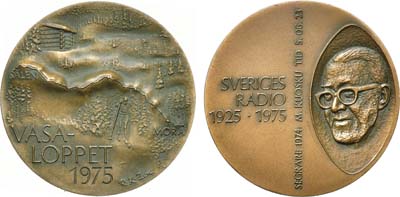 Лот №532,  Швеция. Королевство. Медаль 1975 года. Лыжная гонка Васалоппет.