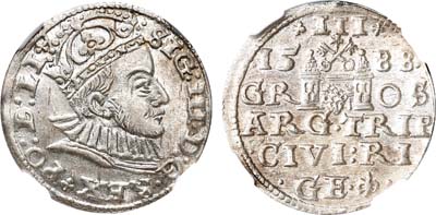 Лот №16,  Речь Посполитая (Польша). Король Сигизмунд III. 3 гроша 1588 года.