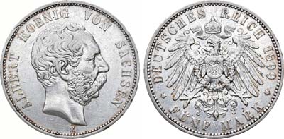 Лот №27,  Германская империя. Саксония. 5 марок 1899 года..