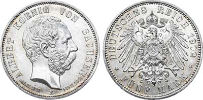 Лот №29,  Германская империя. Саксония. 5 марок 1902 года..