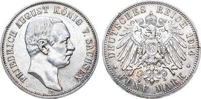 Лот №33,  Германская империя. Саксония. 5 марок 1914 года.