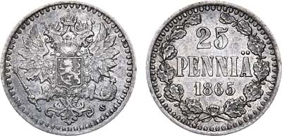 Лот №615, 25 пенни 1865 года. S.