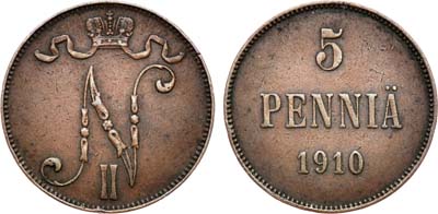 Лот №946, 5 пенни 1910 года.