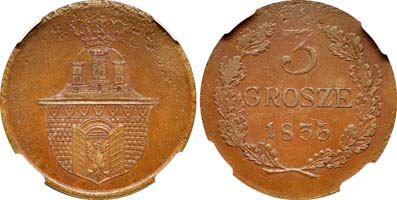Лот №77, 3 гроша 1835 года.