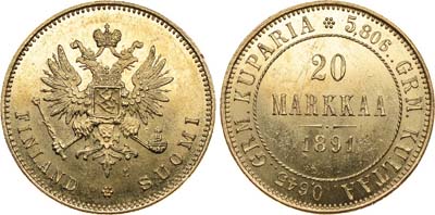 Лот №669, 20 марок 1891 года. L.