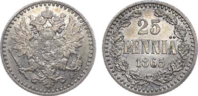 Лот №733, 25 пенни 1865 года. S.