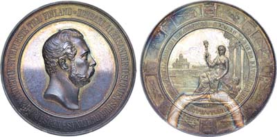 Лот №747, Медаль 1876 года. В память Выставки всеобщей финской промышленности в Гельсингфорсе (Хельсинки).