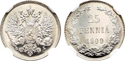 Лот №142, 25 пенни 1909 года. L.