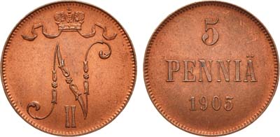 Лот №979, 5 пенни 1905 года.