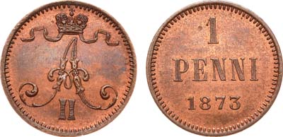 Лот №733, 1 пенни 1873 года.