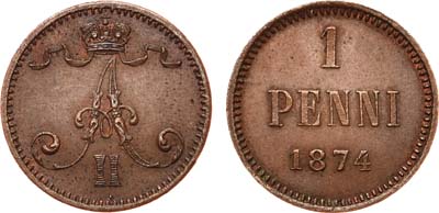 Лот №735, 1 пенни 1874 года.