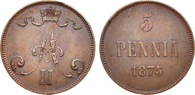 Лот №738, 5 пенни 1875 года.