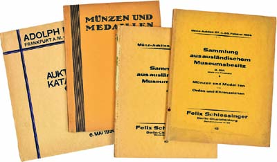 Лот №906, Лот из четырех каталогов немецких аукционных фирм 30-х годов 20 века.  Прага, 2002-2007 гг. года. Adolph E.Cahn , Франкфурт-на-Майне, 6 мая 1930 года. Каталог аукциона №66. Первая часть аукциона - потрясающая коллекция античных монет. Вторая часть - велик