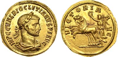 Лот №35, Римская Империя. Аурей. Диоклетиан. 284 год