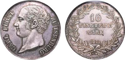 Лот №50, Талер. Княжество Изенбург. Князь Карл I Фридрих. 1811 год
