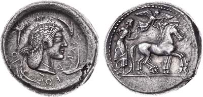 Лот №1,  Древняя Греция. Сицилия. Сиракузы. Тетрадрахма. 485-478 гг. до н.э..