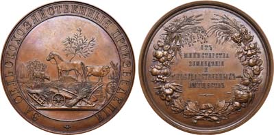 Лот №748, Медаль 1870 года. Министерства государственных имуществ для экспонентов губернских выставок сельских произведений.