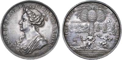 Лот №13,  Великобритания. Медаль 1704 года в честь взятия британцами Гибралтара.