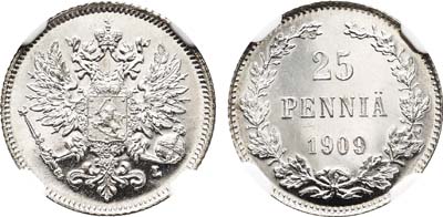 Лот №190, 25 пенни 1909 года. L.