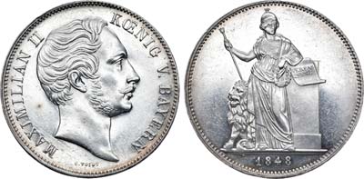 Лот №24,  Германия. Королевство Бавария. Король Максимилиан II. Двойной талер 1848 года.