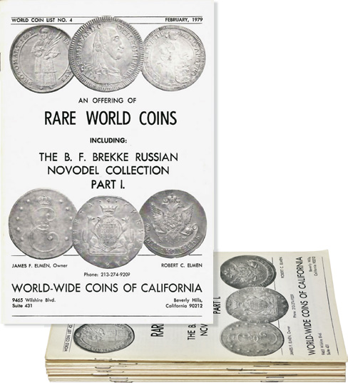 Лот №903, Комплект из16 каталогов с фиксированными ценами фирмы World-wide Coins of California. James F. Elmen, Беверли Хилз и Санта-Роза (США, Калифорния), 1979-1986 гг.