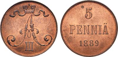 Лот №231, 5 пенни 1889 года.