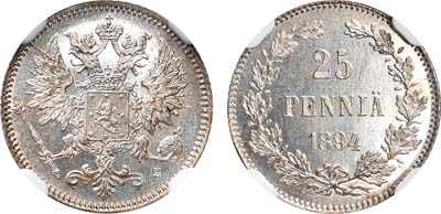 Лот №255, 25 пенни 1894 года. L.