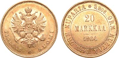 Лот №912, 20 марок 1904 года. L.