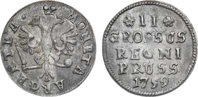 Лот №216, 2 гроша 1759 года.