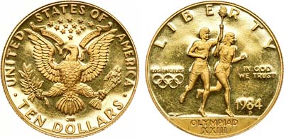 Лот №24,  США. 10 долларов 1984 года. XXIII летние Олимпийские игры. Лос-Анжелес 1984 год.