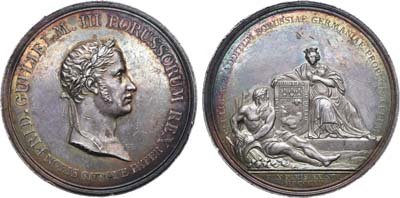Лот №6,  Королевство Пруссия. Король Фридрих Вильгельм III. Медаль в память заключения Парижского мирного договора.