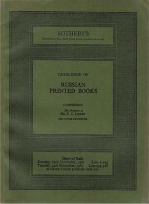 Лот №533,  Sotheby's. Каталог аукциона. Russian Printed Books. (Русские печатные книги).