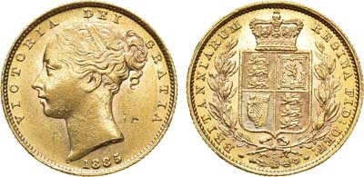 Лот №3,  Британская Империя. Австралия (колония). Королева Виктория. Соверен 1885 года.
