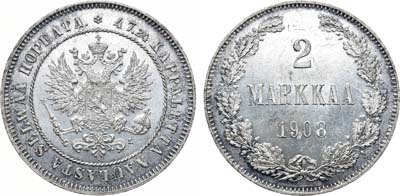 Лот №753, 2 марки 1908 года. L.