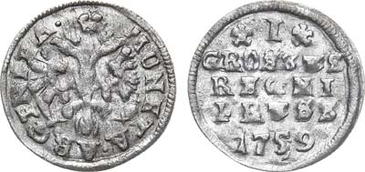 Лот №123, 1 грош 1759 года. В слабе ННР MS 60.