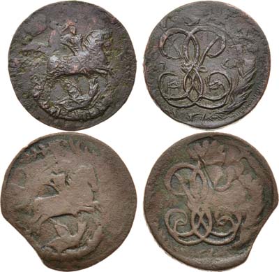 Лот №129, Комплект 1761 года. из 2 монет номиналом 1 копейка 1761 года. Подделки в ущерб обращению.