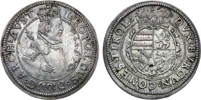 Лот №12,  Священная Римская Империя. Император Леопольд. 10 крейцеров 1632 года.
