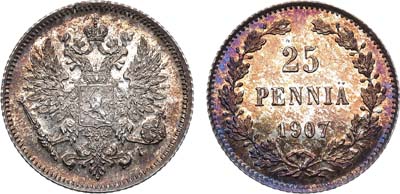 Лот №551, 25 пенни 1907 года. L.