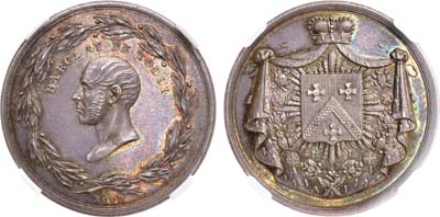 Лот №504, Медаль 1815 года. В честь князя М.Б. Барклая-де-Толли. В слабе ННР MS 64.