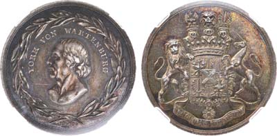 Лот №505, Медаль 1815 года. В честь Л. Йорка Вартенбургского. В слабе ННР MS 62.