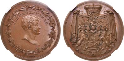 Лот №507, Медаль 1815 года. В честь князя Карла Филиппа фон Шварценберга. В слабе ННР MS 63 BN.