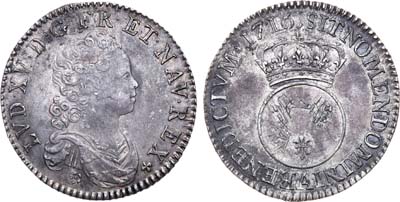 Лот №58,  Королевство Франция. Король Людовик XV. 1/2 экю 1716 года.