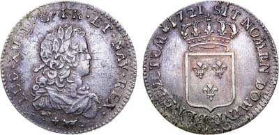 Лот №60,  Королевство Франция. Король Людовик XV. 1/3 экю 1721 года.